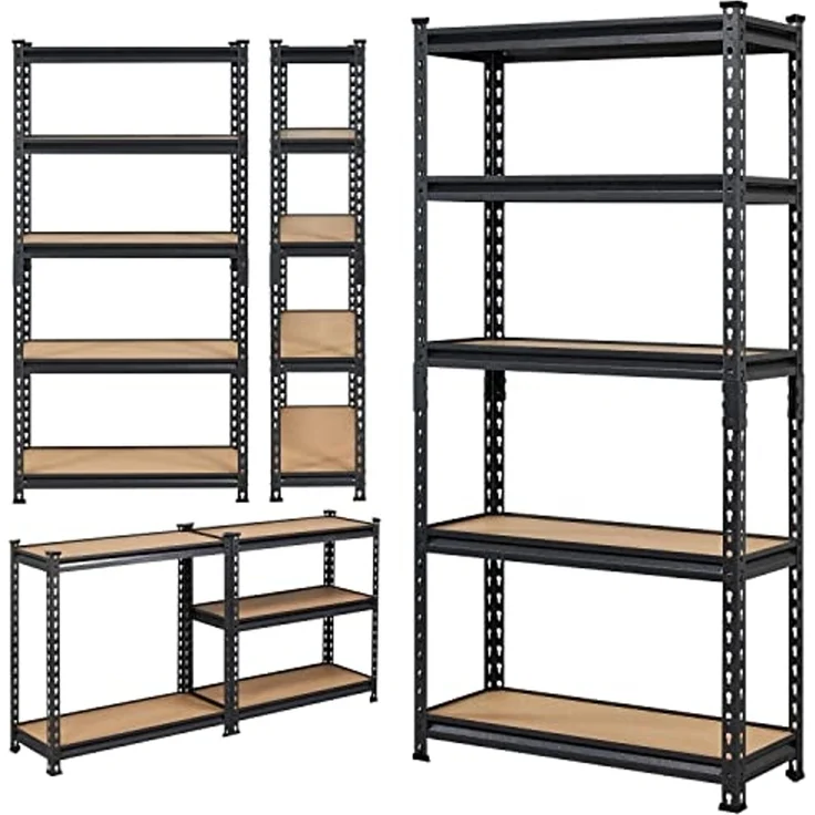 Yaheetech 5-stufiges Lagerregal mit verstellbaren Regalböden, Schwerlastregal Kellerregal Standregal Steckregal je Fach 175kg belastbar, 75 x 30 x 153 cm/schwarz – Bild 6