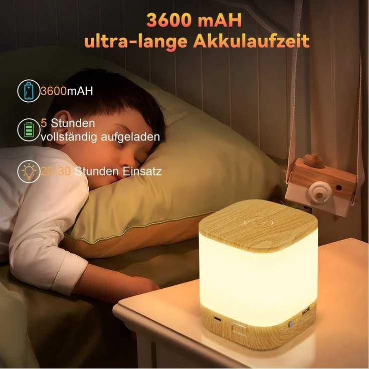 Nettlife LED Nachttischlampe 2ER Touch Dimmbar Akku 1800/3600mAH USB Aufladbar Kabellos, Dimmbar, LED fest integriert, mit 3 Farbtemperaturen&Timing Funktion Nachtlicht – Bild 2