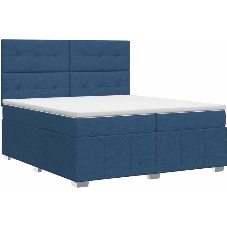 vidaXL Boxspringbett mit Matratze mit Kopfteil Blau 140 x 200 cm Stoff 3454161 – Bild 2