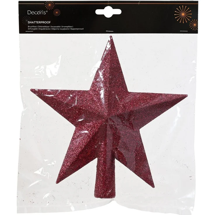 Kaemingk Christbaumspitze, Christbaumspitze Stern mit Glitzer 19cm Kunststoff - Festlich Rosa – Bild 1