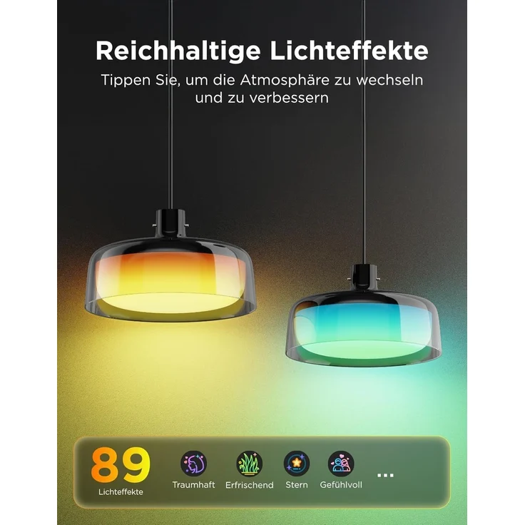 Govee Pendelleuchte, Smart RGBIC und Weißlicht-Hängelampe Esstisch, Drei Lichtringe Segmentierungskontrolle Pendant Light, Dimmable Esszimmerlampe Funktioniert mit Matter für Küche Esstisch – Bild 6