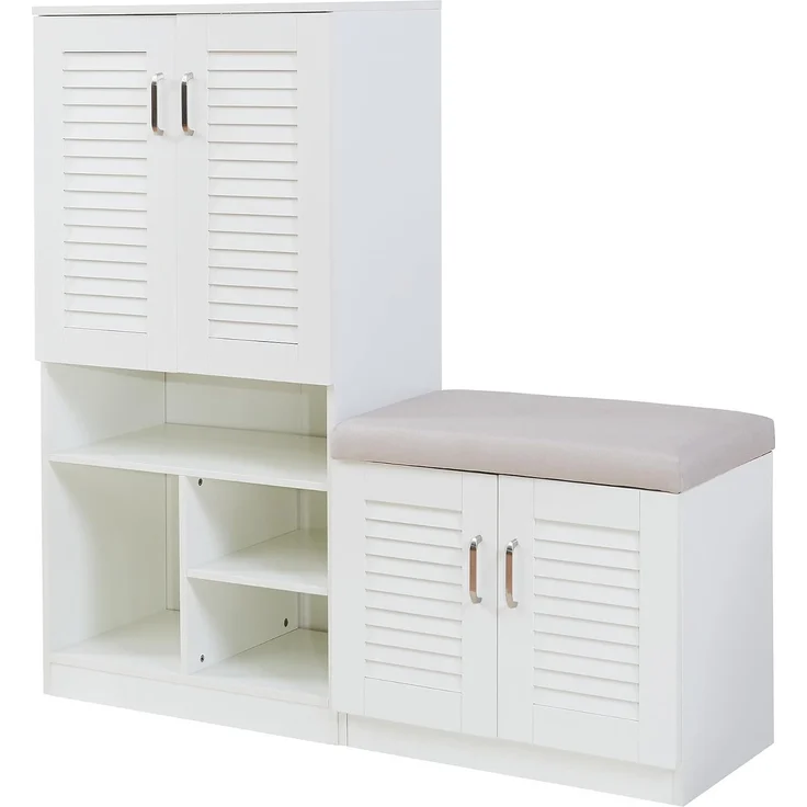 Schuhschrank Løten 120x37x120 cm Weiß [en. casa] – Bild 4