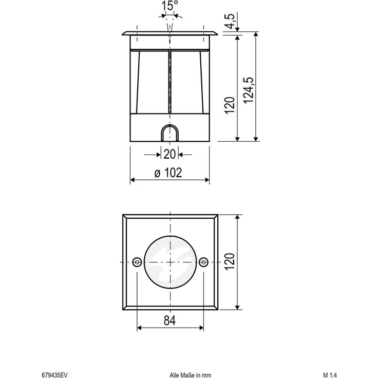 EVN Bodeneinbauleuchte quadr. IP67-GU10 35W/230V 679435EV – Bild 2