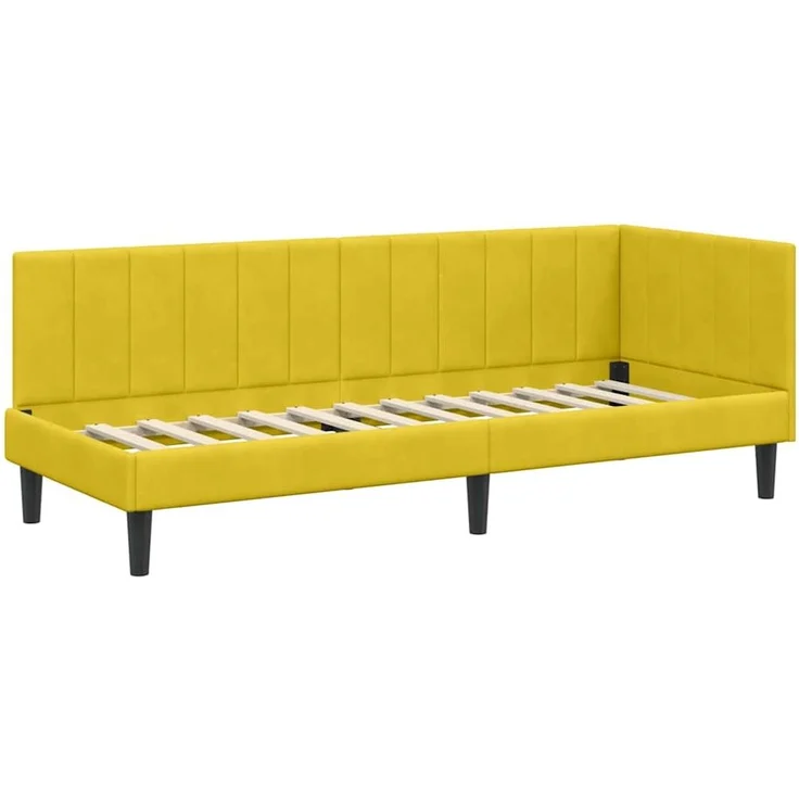 vidaXL Eckbettgestell mit Kopfteil Gelb 80 cm x 200 cm Samt 42016334 – Bild 3