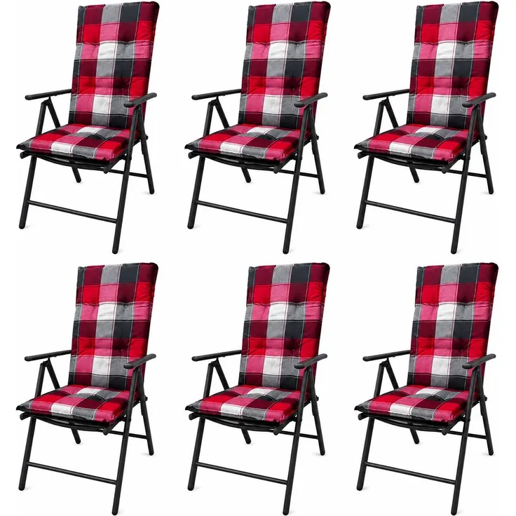 BURI 6 Klappsessel mit Hochlehner Auflage Gartenstuhl Aluminium verstellbar