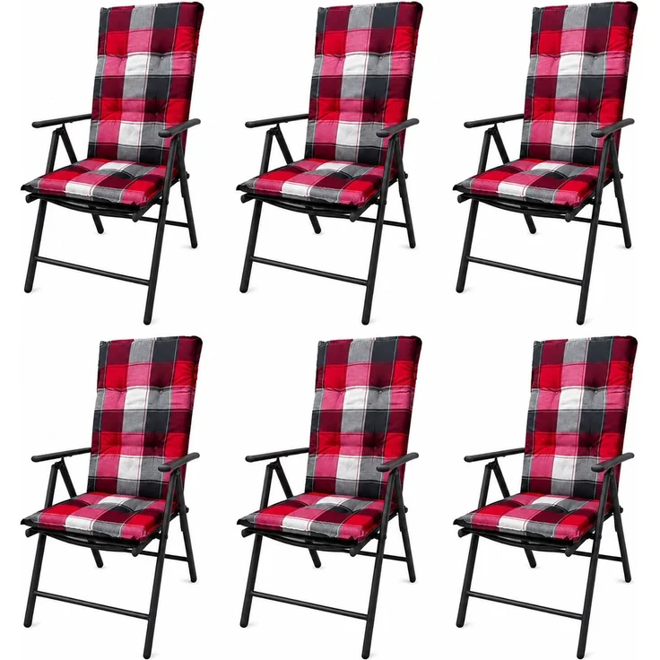 BURI 6 Klappsessel mit Hochlehner Auflage Gartenstuhl Aluminium verstellbar – Bild 1