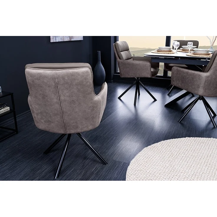 riess-ambiente Polsterstuhl BIG GEORGE taupe / schwarz (Einzelartikel, 1 St), Esszimmer · Echtleder · Microfaser · 360° drehbar · Armlehne · Retro – Bild 2