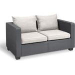 Allibert Salta 2-Sitzer in Anthrazit mit Kissen | Wetterfester Rattanoptik-Gartensofa