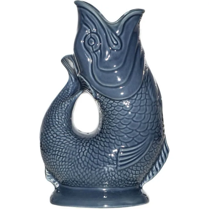 Gluckigluck Wasserkaraffe, (Original Gluggle Jug aus England), mit Gluckergeräusch, handgefertigt, ikonisches Fisch-Design, 1,2 L