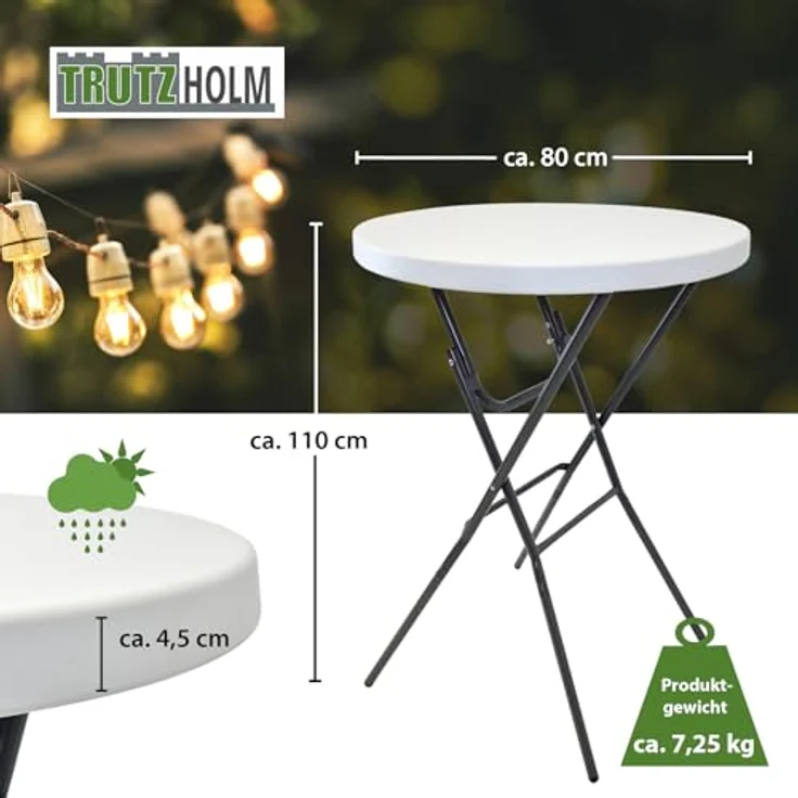 Stehtisch klappbar Ø 80 cm Tischplatte Höhe 110 cm Stahlgestell Partytisch Bistrotisch in weiß – Bild 3