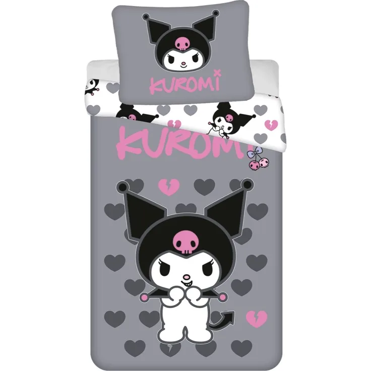 Kuromi Bettwäsche Set 140 × 200 cm mit Kissenbezug 70 × 90 cm aus Baumwolle