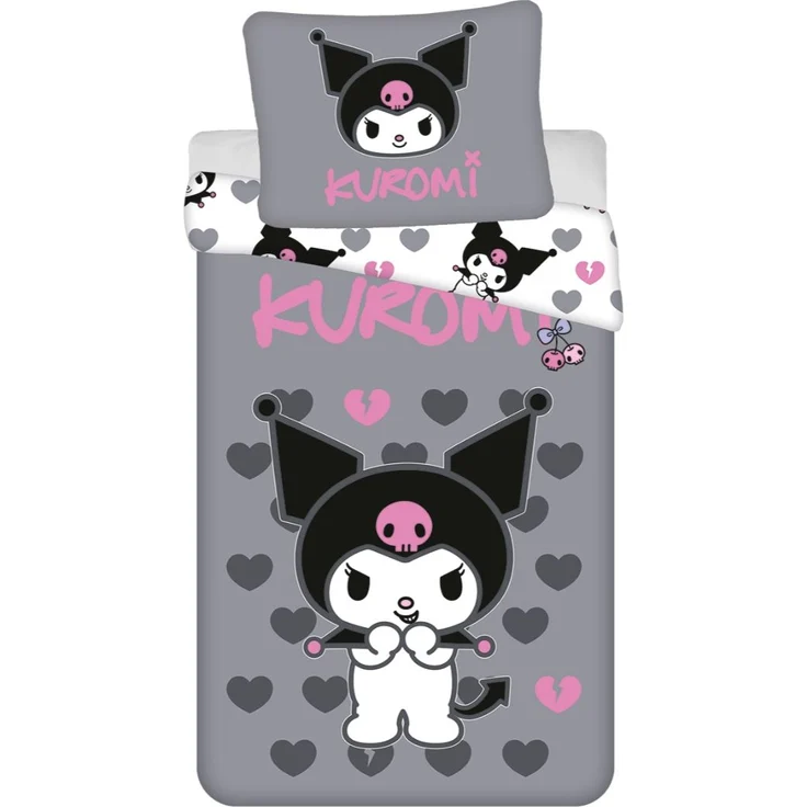 Kuromi Bettwäsche Set 140 × 200 cm mit Kissenbezug 70 × 90 cm aus Baumwolle – Bild 1