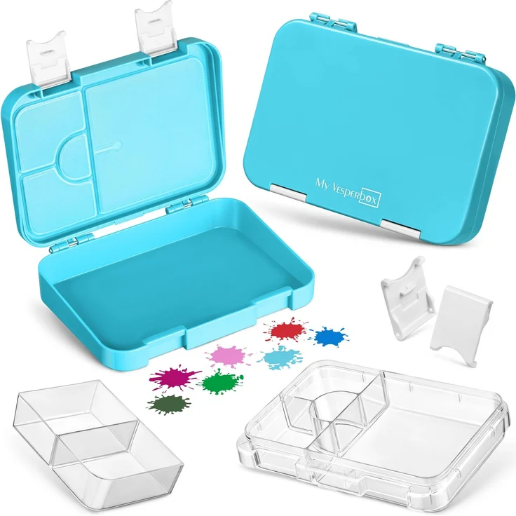 My Vesperbox® Brotdose für Kinder mit Fächern [LEN] - Lunchbox mit Trennfächern - Bento Box - Jausenbox - Brotzeitbox für Schule & Kindergarten - Vesperdose für Jungen & Mädchen