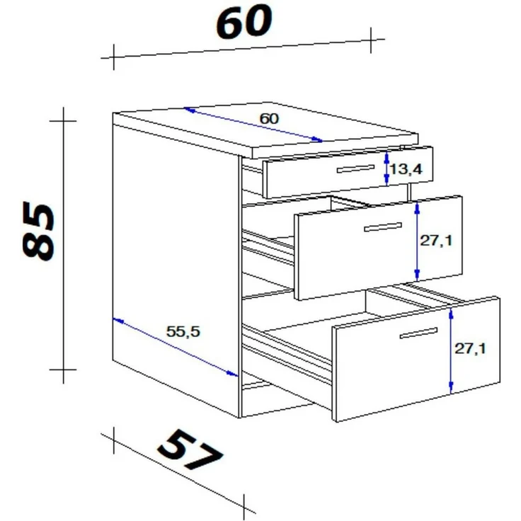 Flex-Well Unterschrank Nano (B x H x T) 60 x 85/86 x 60 cm, mit praktischen Auszügen – Bild 2