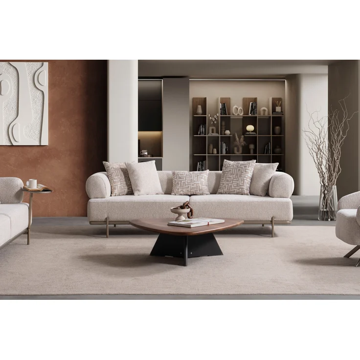 Sitzgruppe/Sofa Set - Wohnzimmergarnitur "Olvina" 3+3+1-Beige – Bild 3