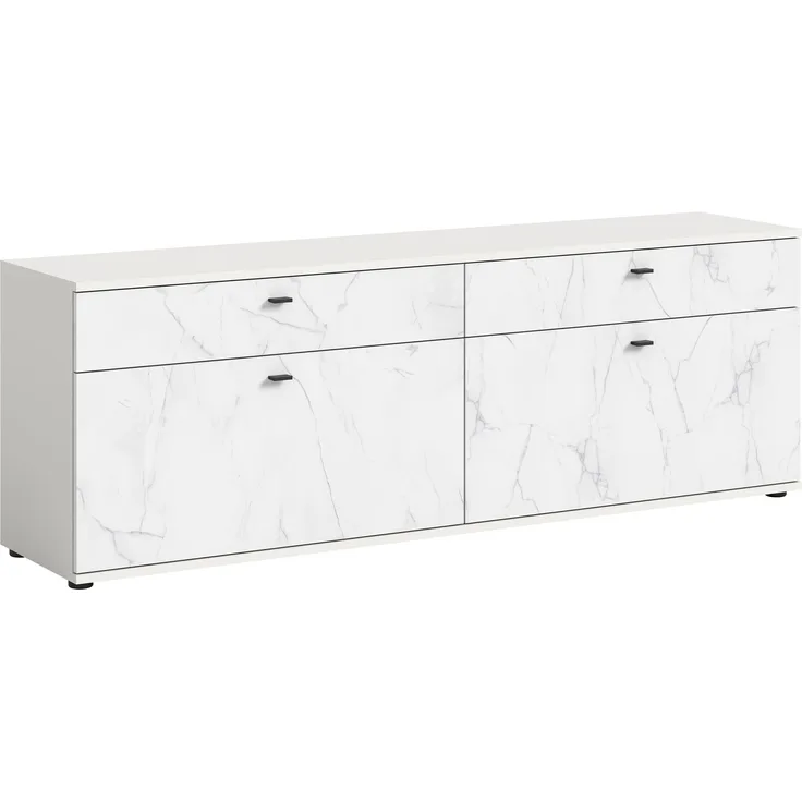 Xonox Stone Lowboard (B/H/T: 180/62/40 cm) in Marmor weiß Nachbildung