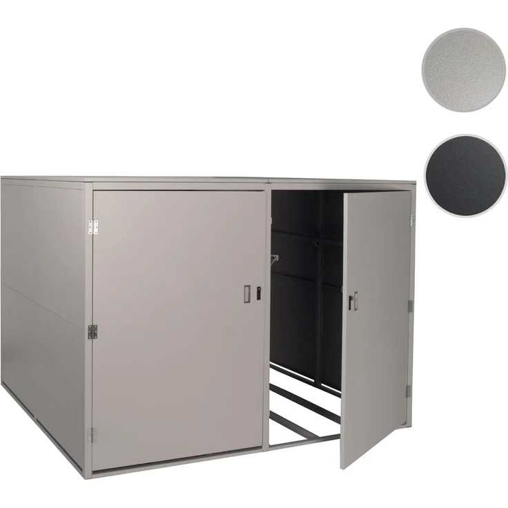 4er-Fahrradgarage HWC-L56c, Gerätehaus Fahrradbox mit Ablage, abschließbar Metall 160x222x208cm ~ hellgrau – Bild 10