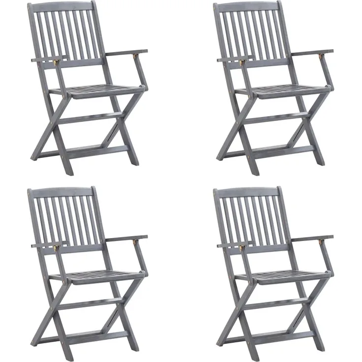 vidaXL Klappbare Gartenstühle 4 Stk. mit Kissen Massivholz Akazie 3064534
