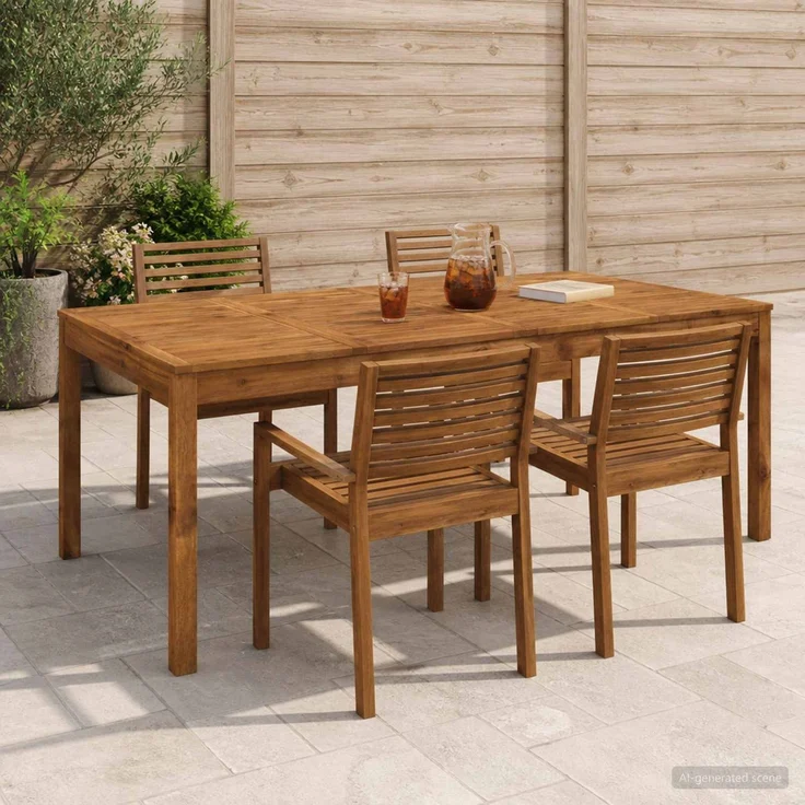 vidaXL Gartentisch LAREN Natur 196 x 100,5 x 75 cm Massivholz Akazie 901254 – Bild 1
