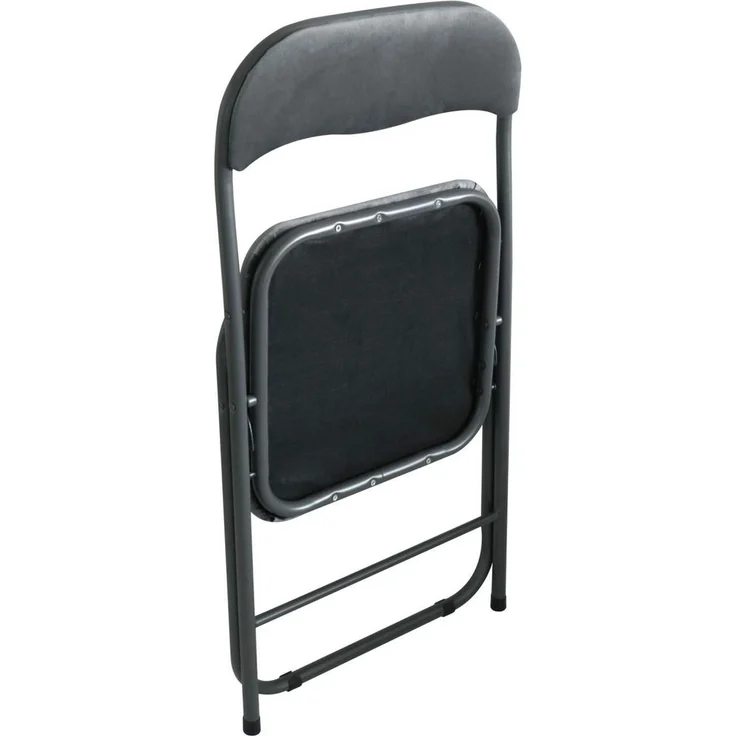 Metall Klappstuhl mit Samtbezug grau gepolstert Beistellstuhl Camping – Bild 6