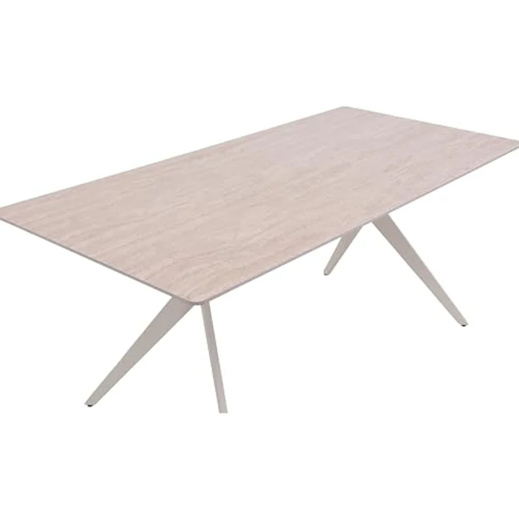 Hela Tische, Esstisch Küchentisch Paccino, Platte Sintered Stone Traventi-Optik, X-Metallgestell Oval Konisch, Oberfläche matt; Maß 180x90 cm – Bild 5
