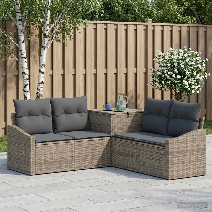vidaXL Sofa Set 5 stk. Grau und Dunkelgrau Polyrattan und Stahl 3447820 – Bild 1