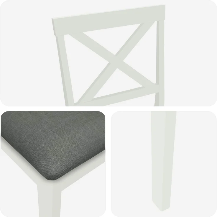 vidaXL Barhocker 2 stk. Weiß und Grau Massivgummi Holz und Stoff 42047609 – Bild 5