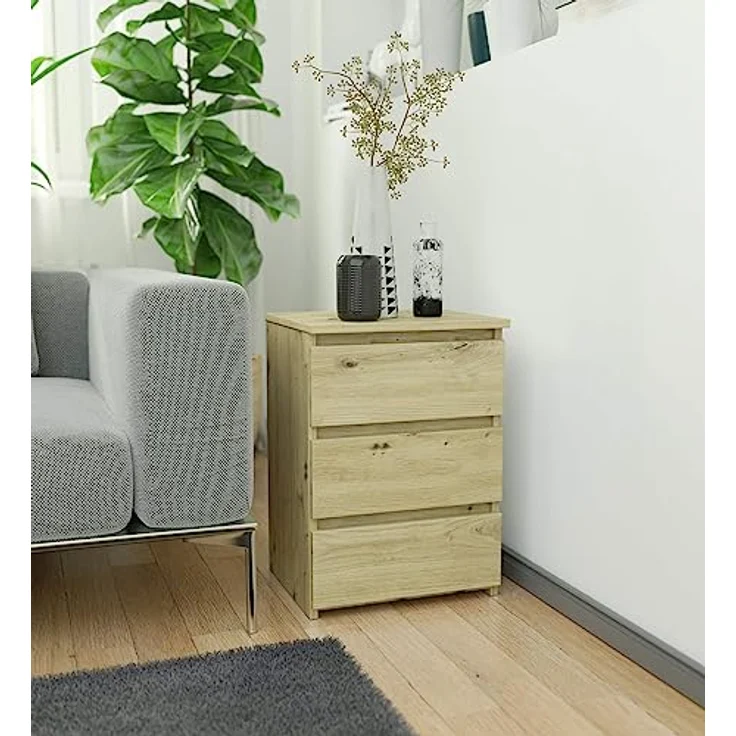 Home Collective Kommode 40 cm breit Holz Highboard Sideboard für Flur Schlafzimmer Wohnzimmer (Mehrzweckschrank Schrank schmal Kommode Schlafzimmer mit Schubladen), Kinderzimmer Organizer, 57 cm hoch mit 3 Schubladen Artisan Eiche – Bild 6