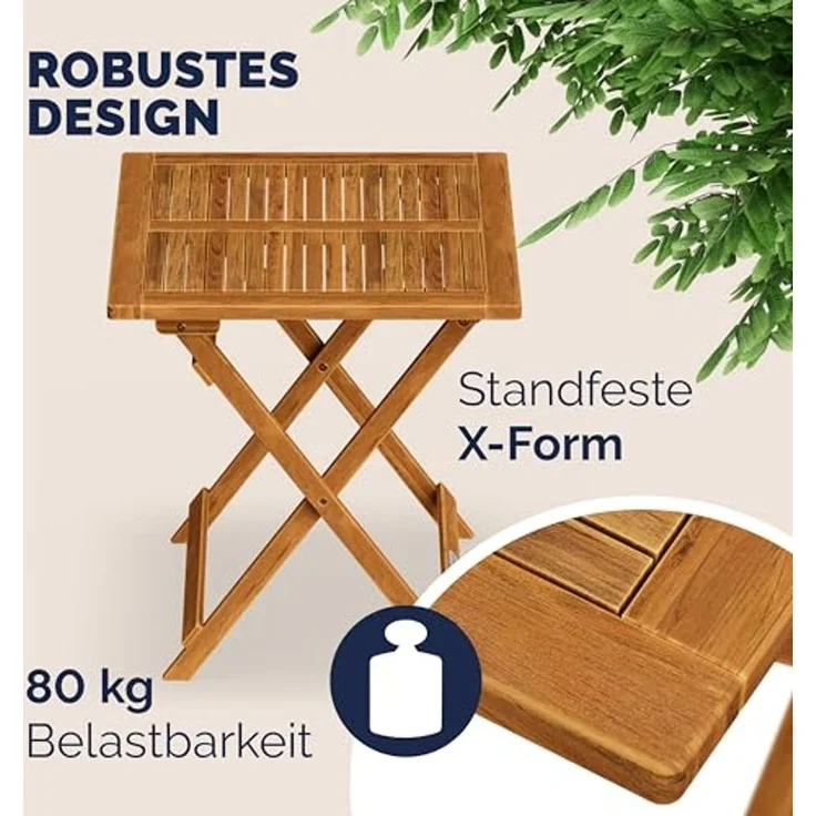 Casaria® Balkonmöbel Set 2 Personen Wetterfest Holz FSC®-zertifizierte Stühle Klappbar 160kg Belastbar Balkon Garten Terrassenmöbel Möbel 3-TLG. Akazie – Bild 6
