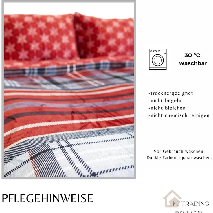 Wendebettwäsche mit Schneeflockenmuster – Plüschbettwäsche mit verdecktem Reißverschluss 200x220 cm – Bild 7