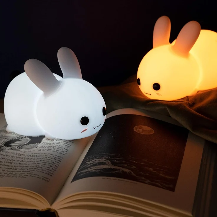 Navaris LED Nachtlicht Snow White Rabbit - mit USB Kabel - dimmbar - süße Nachttischlampe für Kinder - Kinderzimmer Schlummerlicht Lampe Weiß – Bild 2
