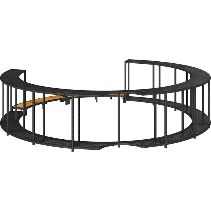 vidaXL Whirlpool-Umrandung mit Stauraum Holztreppe Schwarz Poly Rattan 365610 – Bild 6