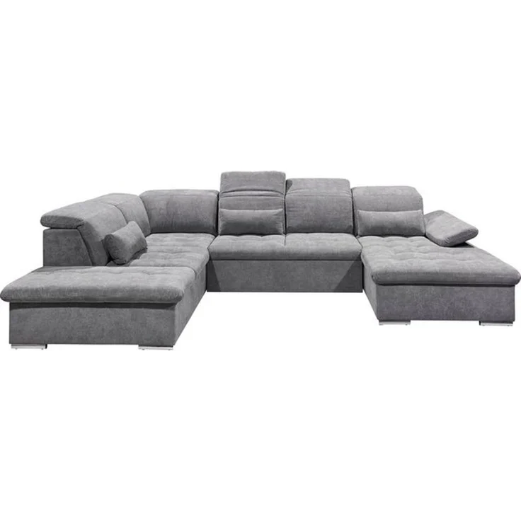 ED EXCITING DESIGN Wohnlandschaft Wayne U-Form, mit Bettfunktion, Bettkasten, Nierenkissen, frei im Raum stellbar etc. – Bild 4