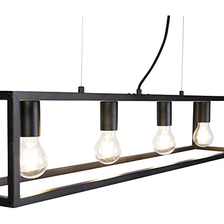 Qazqa Industrie Hängelampe 4-flammig in Schwarz, Pendelleuchte aus Stahl, E27 Fassung, dimmbar, geeignet für Wohnzimmer, Esszimmer und Küche – Bild 5