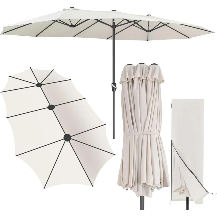 Kingsleeve Sonnenschirm, UV Schutz 80+ Schutzhülle XXL Aluminium Kurbel Wasserabweisend, beige, 460 x 270 x 240 cm – Bild 1
