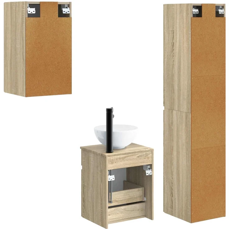 vidaXL Badezimmerschrank-Set 3 stk. Sonoma-Eiche 33 x 34,5 x 160 cm 3406085 – Bild 7