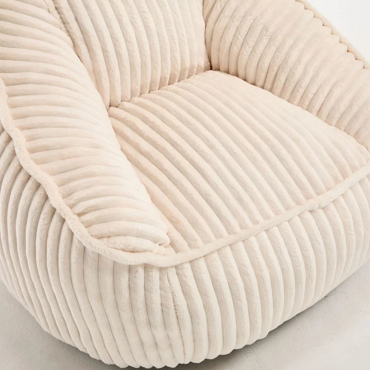 Sitzsack aus Cord mit Schaumstofffüllung, 98x92x73 cm, Beige – Bild 6