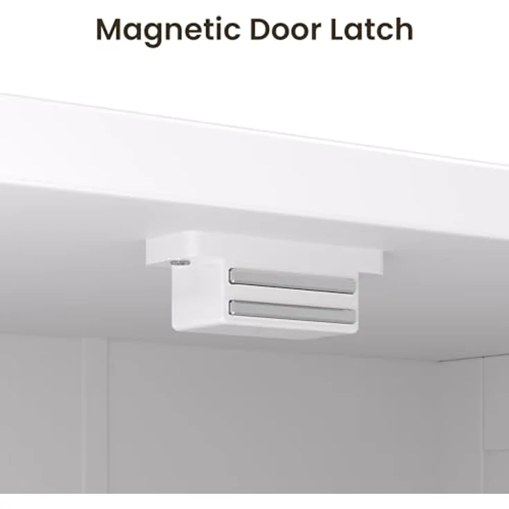 Bealife Waschbeckenunterschrank, Badezimmerschrank 90 x 30 x 60 cm, mit 2 Türen, 5 Fächern und höhenverstellbarem Einlegeboden in 3 Stufen, Magnetverschluss, viel Stauraum, wasserabweisend (Weiß) – Bild 7