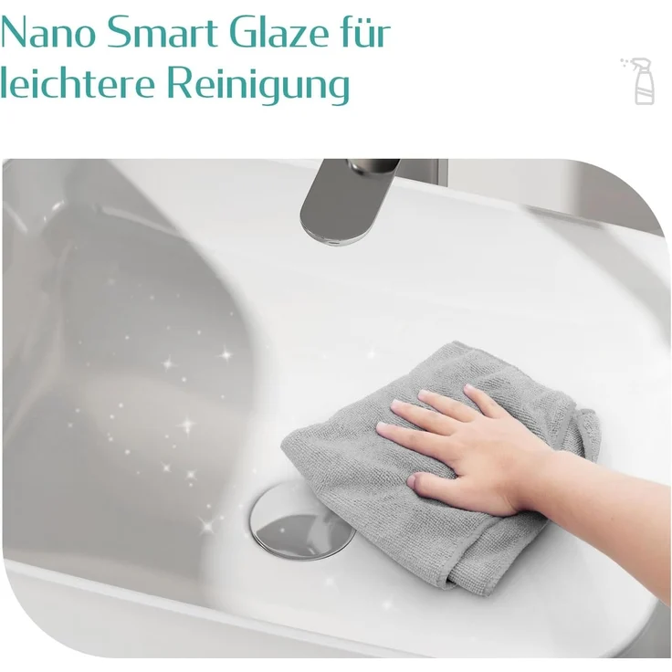 EMKE Waschbecken Aufsatzwaschbecken 50 x 38 x 15 cm, Handwaschbecken für Badezimmer & Gäste WC, Waschtisch Klein Waschbecken Bad Waschschalen Eckig Keramikwaschbecken Weiß – Bild 5