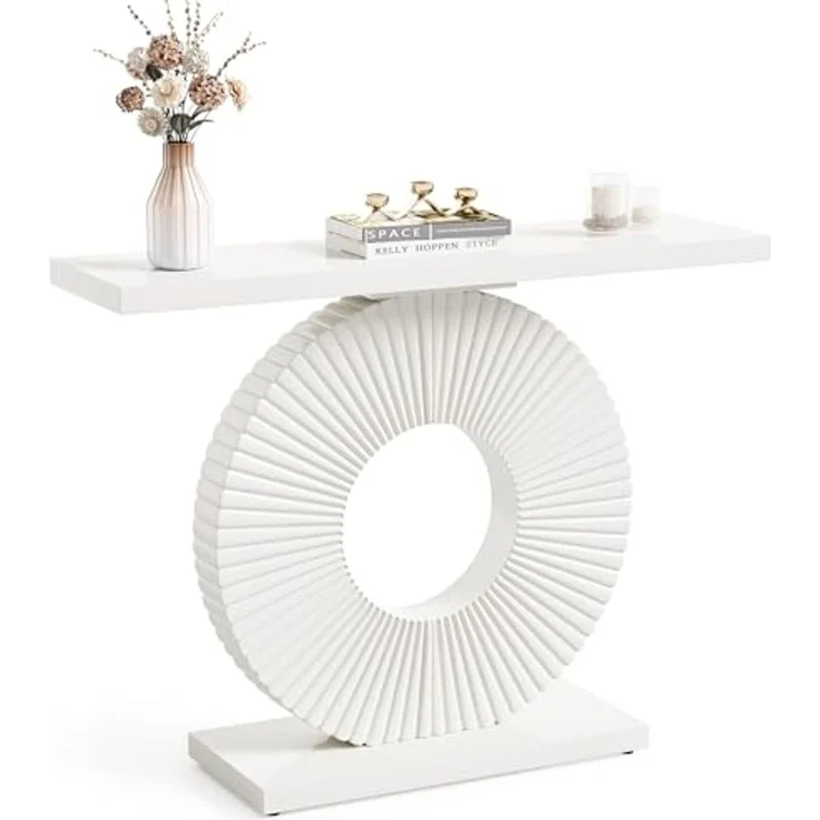 LITTLE TREE Moderner Konsolentisch, Flurtisch aus Holz, rechteckiger Sofatisch für Wohnzimmer, Schlafzimmer, Home Office, Weiß – Bild 7