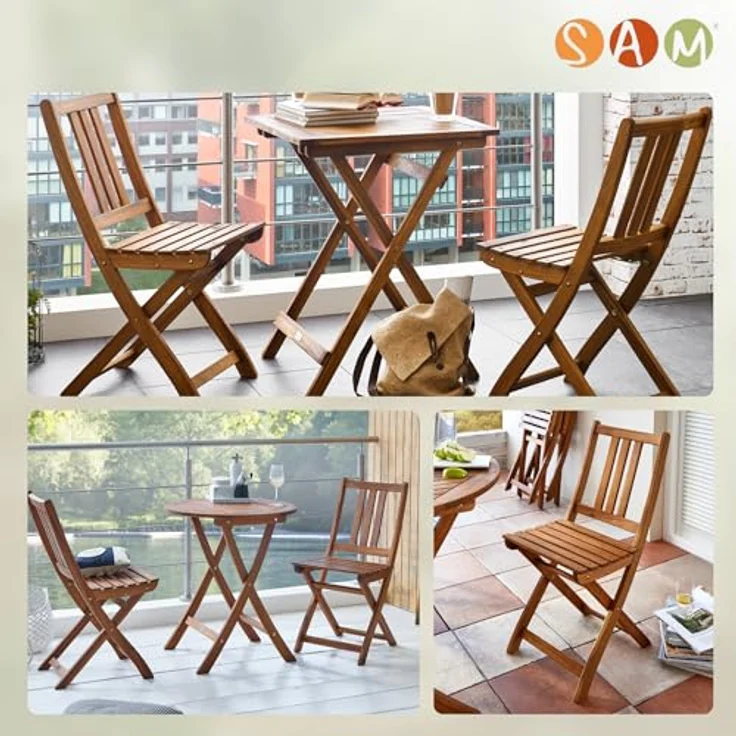 SAM 4er Set Gartenstuhl Blossom | Akazienholz massiv & geölt | klappbarer Balkonstuhl für Garten & Terrasse | pflegeleichter Klappstuhl – Bild 10