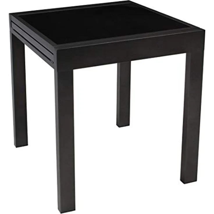 DEGAMO Balkontisch Ausziehtisch Torino aus Aluminium anthrazitgrau, Tischplatte Glas schwarz 65x65cm, ausziehbar auf 130cm, Höhe 75cm, Outdoor – Bild 5