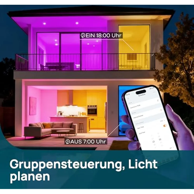 Linkind Matter smart glühbirne E27, 1600lm smart homekit lampe (104 Szenen) 14W ersetzt 100W WLAN LED Lampe RGBTW 2,4-GHz kompatibel Apple HomeKit/Alexa/Siri/Google/SmartThings, 4 Stück – Bild 7