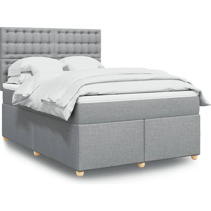 vidaXL Boxspringbett mit Matratze Hellgrau 140x200 cm Stoff 3293617 – Bild 1