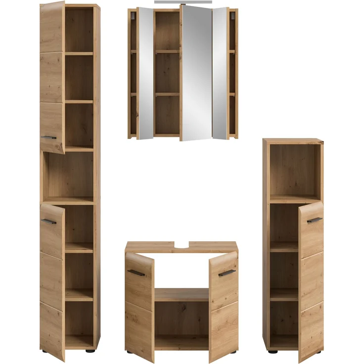 Badkombination (B/H/T: 150x185x46 cm) in Artisan Oak Nachbildung und Artisan Oak Nachbildung – Bild 3