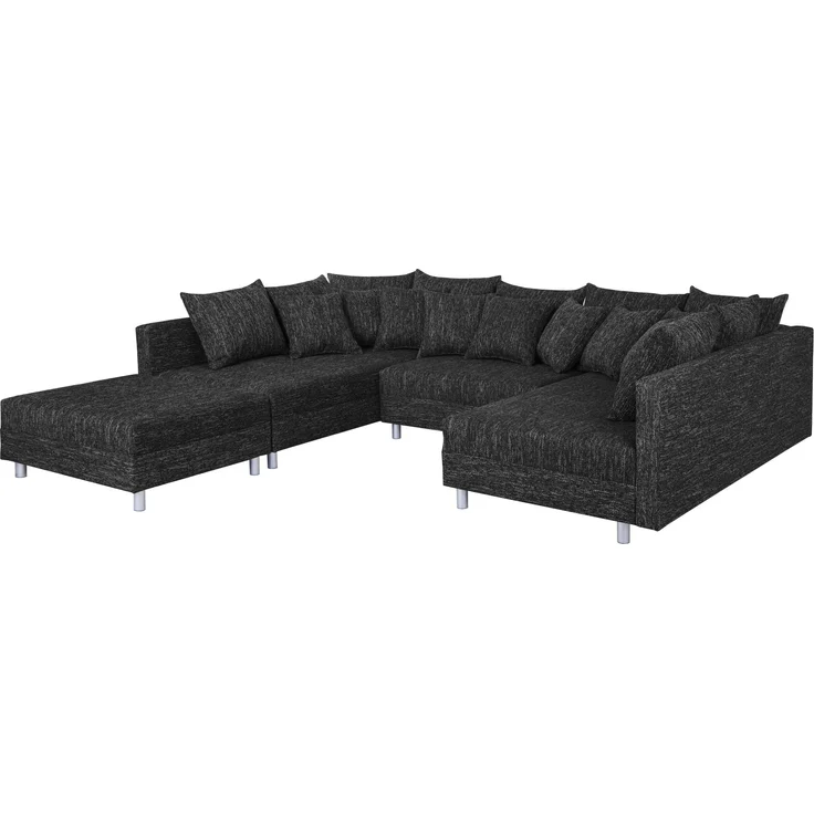 Wohnlandschaft Sofa Couch Ecksofa Eckcouch in Gewebestoff schwarz Minsk XXL – Bild 10