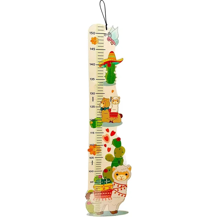 Hess Holzspielzeug 14633 - Messlatte aus Holz für Kinder, Serie Lama, handgefertigt, klappbar, geeignet für eine Körpergröße von ca. 80 bis 150 cm – Bild 1