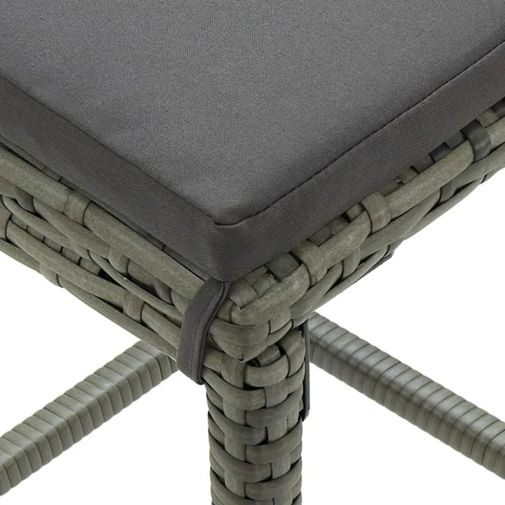 vidaXL 5-tlg. Gartenbar-Set mit Kissen Poly Rattan Grau 3064782 – Bild 5