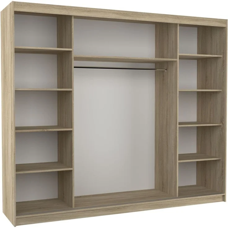 Schiebetürenschrank Schrank Nr. 520 in Sonoma Eiche- Spiegel 250 x 215 x 58 cm – Bild 2