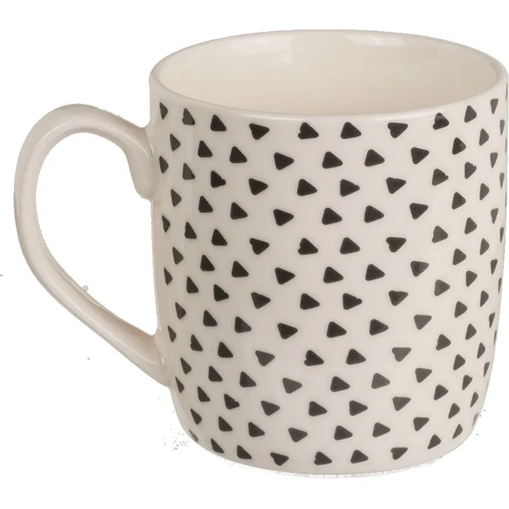 Tasse ca. 8,6 x 9,2 cm in Schwarz/Weiß mit Herz- oder Strichmotiv Kaffeetasse Herzen
